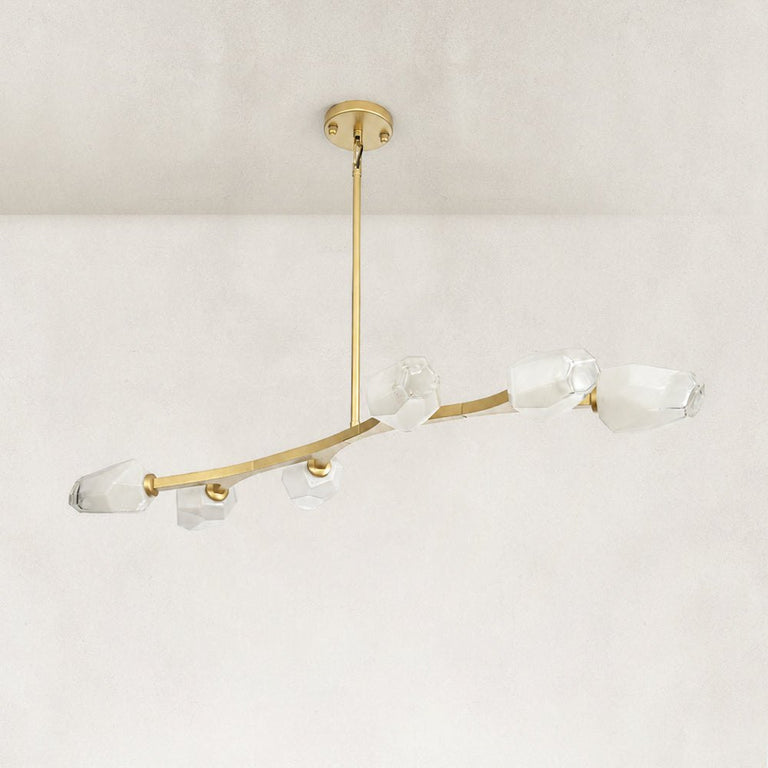 Faceted Glass Branch Linear Chandelier - compact-size angled view