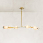Faceted Glass Branch Linear Chandelier - compact-size complete fixture, illuminated
