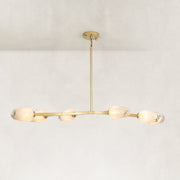Faceted Glass Branch Linear Chandelier - compact-size complete fixture, illuminated