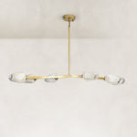 Faceted Glass Branch Linear Chandelier - compact-size complete fixture, unlit