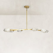Faceted Glass Branch Linear Chandelier - compact-size complete fixture, unlit