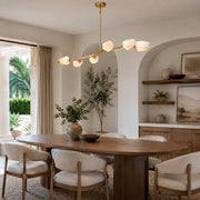 Faceted Glass Branch Linear Chandelier - compact-size dining installation, alternate view