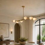 Faceted Glass Branch Linear Chandelier - compact-size dining installation, portrait
