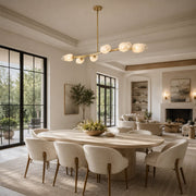 Faceted Glass Branch Linear Chandelier - compact-size dining installation, wide view