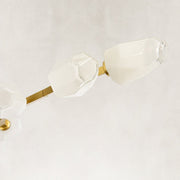 Faceted Glass Branch Linear Chandelier - compact-size faceted diffuser detail