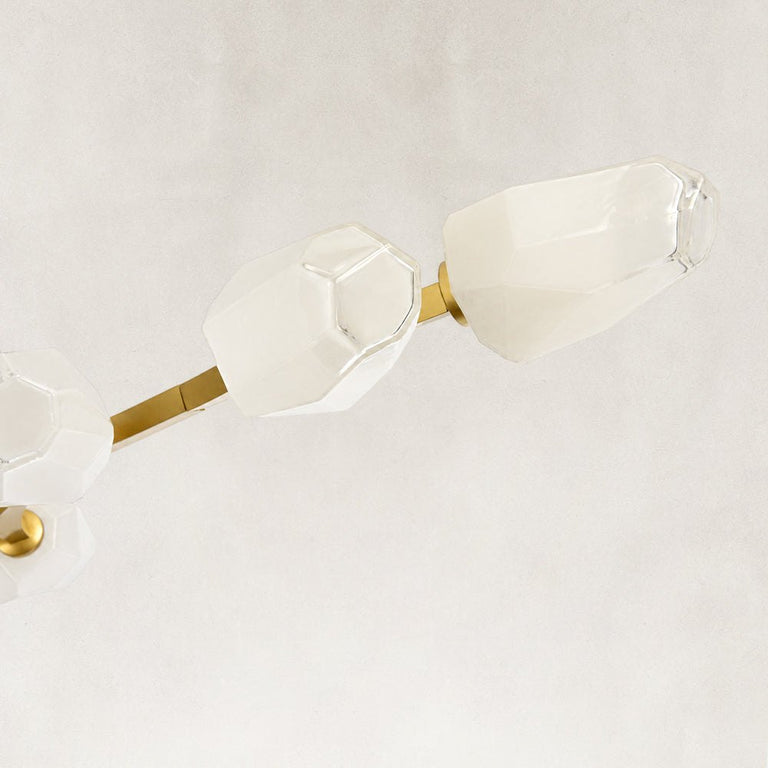 Faceted Glass Branch Linear Chandelier - compact-size faceted diffuser detail