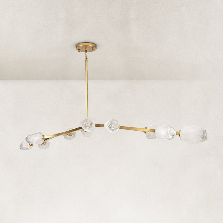 Faceted Glass Branch Linear Chandelier - large-size angled view