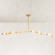Faceted Glass Branch Linear Chandelier - large-size complete fixture, illuminated