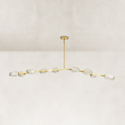 Faceted Glass Branch Linear Chandelier - large-size complete fixture, unlit