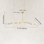 Faceted Glass Branch Linear Chandelier - large-size dimension diagram