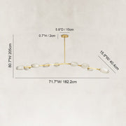 Faceted Glass Branch Linear Chandelier - large-size dimension diagram
