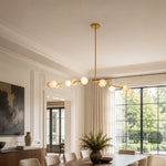 Faceted Glass Branch Linear Chandelier - large-size dining installation, portrait