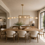 Faceted Glass Branch Linear Chandelier - large-size dining installation, wide view