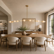 Faceted Glass Branch Linear Chandelier - large-size dining installation, wide view