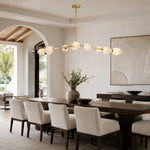 Faceted Glass Branch Linear Chandelier - large-size dining room installation