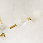 Faceted Glass Branch Linear Chandelier - large-size faceted diffuser detail