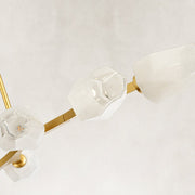Faceted Glass Branch Linear Chandelier - large-size faceted diffuser detail