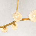 Faceted Glass Branch Linear Chandelier - large-size illuminated diffuser detail