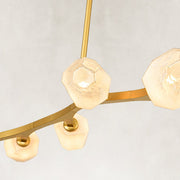 Faceted Glass Branch Linear Chandelier - large-size illuminated diffuser detail