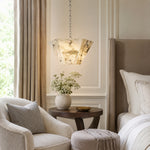 Faceted Ivory Marble Pendant displayed in a furnished interior