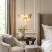 Faceted Ivory Marble Pendant displayed in a furnished interior