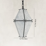 Dimension diagram for Black Frame Faceted Marble Lantern Pendant