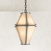 Black Frame Faceted Marble Lantern Pendant shown in full against a neutral background