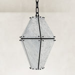 Product detail of Black Frame Faceted Marble Lantern Pendant against a neutral background