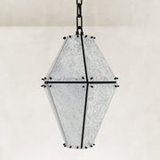 Product detail of Black Frame Faceted Marble Lantern Pendant against a neutral background