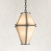 Black Frame Faceted Marble Lantern Pendant shown against a neutral background