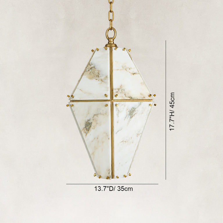 Dimension diagram for Faceted Marble Lantern Pendant