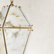 Product detail of Faceted Marble Lantern Pendant against a neutral background