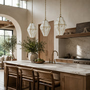 Faceted Marble Lantern Pendant displayed in a furnished interior