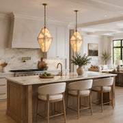 Faceted Marble Lantern Pendant installed above a kitchen island