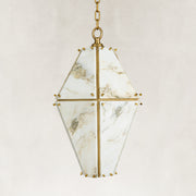 Product detail of Faceted Marble Lantern Pendant against a neutral background