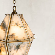 Product detail of Faceted Marble Lantern Pendant against a neutral background