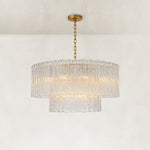 Fifteen-Light Glass Globe Chandelier 48" complete as shown fixture view