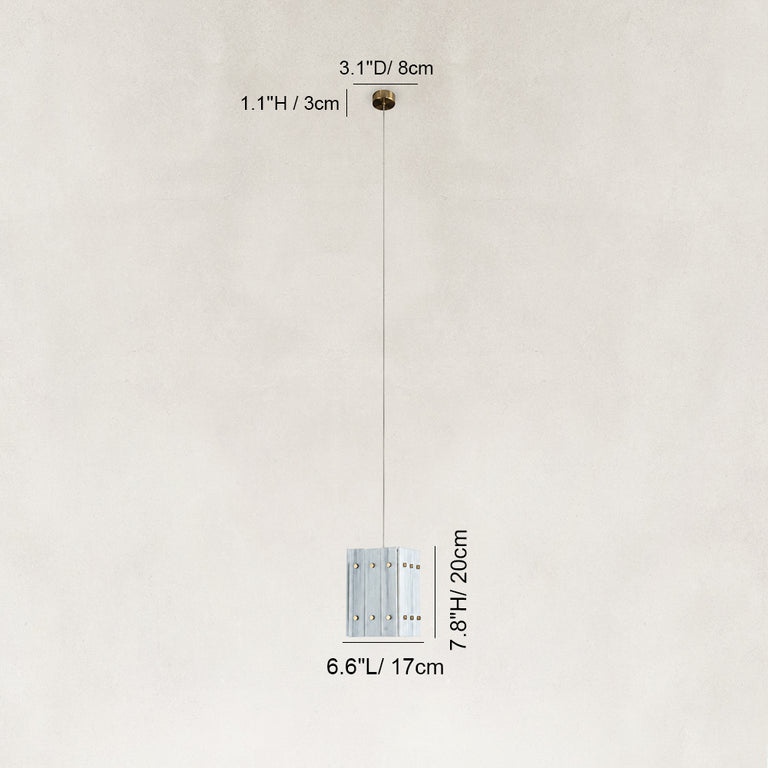 Dimension diagram for Fine Vein Twelve-Panel Marble Lantern Pendant