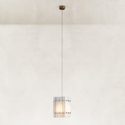 Fine Vein Twelve-Panel Marble Lantern Pendant shown in full against a neutral background