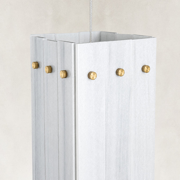 Product detail of Fine Vein Twelve-Panel Marble Lantern Pendant against a neutral background