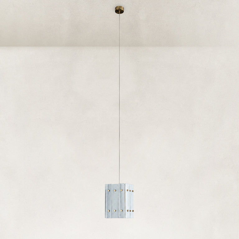 Product detail of Fine Vein Twelve-Panel Marble Lantern Pendant against a neutral background