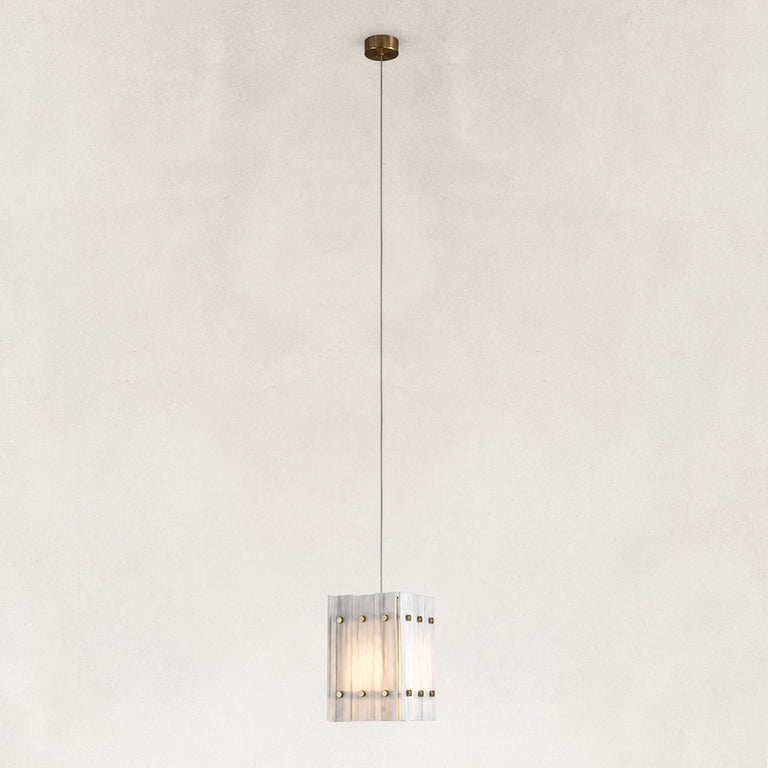 Fine Vein Twelve-Panel Marble Lantern Pendant shown against a neutral background
