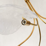 Five-Light Leaf Glass Chandelier in Aged Brass - material detail