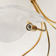 Five-Light Leaf Glass Chandelier in Aged Brass - material detail