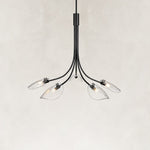 Five-Light Leaf Glass Chandelier in Matte Black - alternate angle