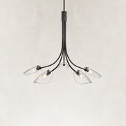 Five-Light Leaf Glass Chandelier in Matte Black - alternate angle