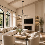 Five-Light Leaf Glass Chandelier in Matte Black - interior setting