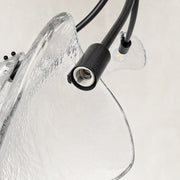 Five-Light Leaf Glass Chandelier in Matte Black - material detail