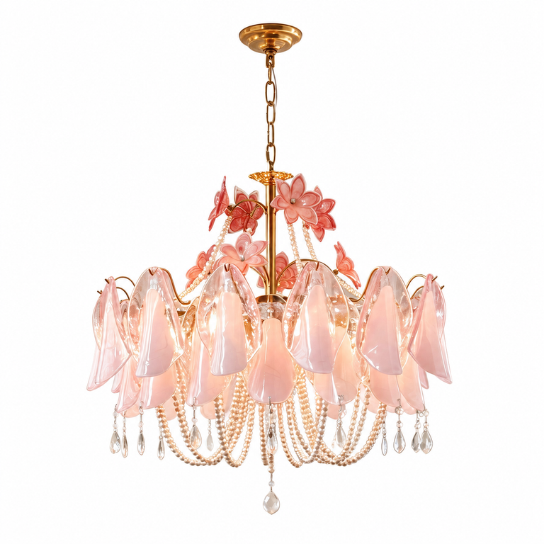 Florienne Floral Glass Chandelier, complete fixture