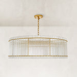 Fluted Glass Rod Drum Chandelier in Aged Brass - alternate angle